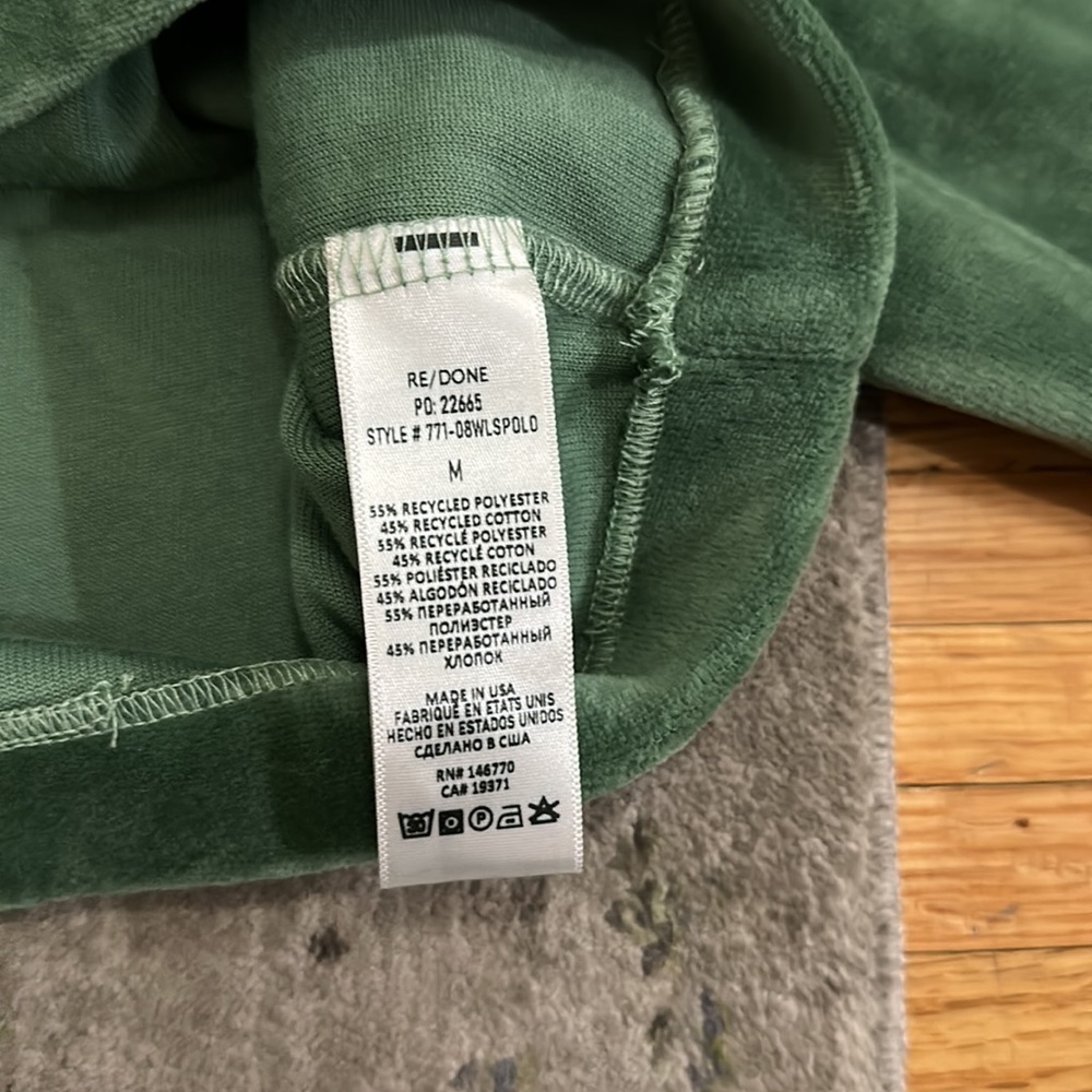 NWT Re/Done cropped velour polo Green size medium - Picture 6 of 6